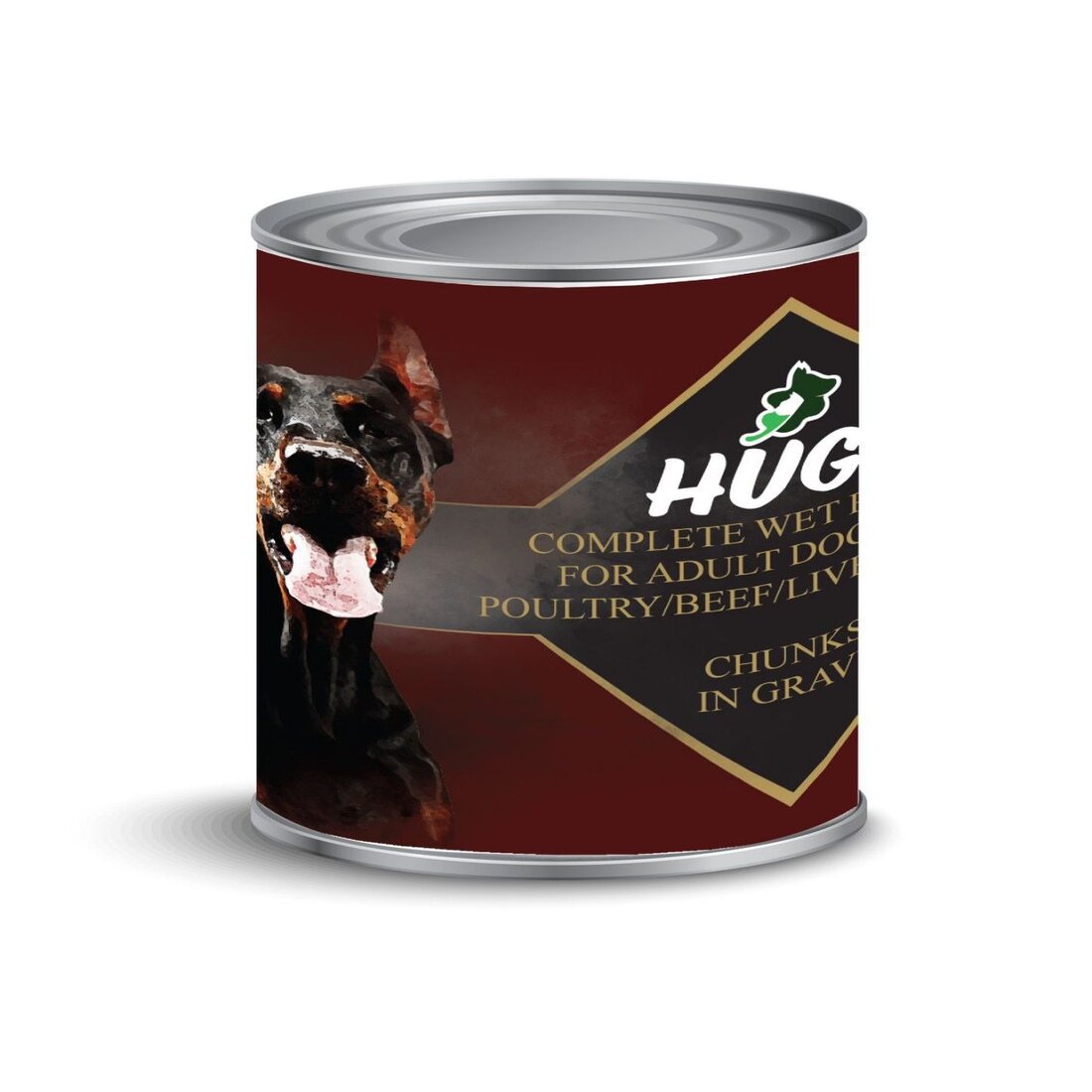 Υγρή Τροφή – Κονσέρβα για σκύλους Hugo Dog 1,24 kg (κοτόπουλο, βοδινό, κυνήγι, συκώτι)